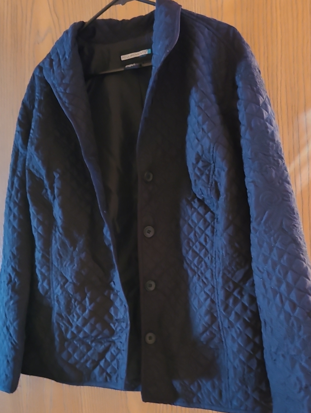 Requirements Navy Quilted Button-Front Puffer Jacket